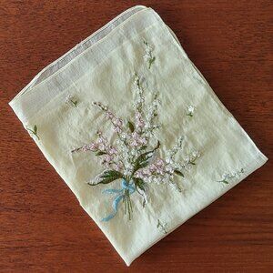 Very delicate vintage handkerchief with embroidered flowers